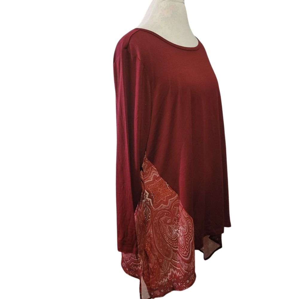 DG2 Diane Gilman Scarf-Print Side Panel Tunic Top - NWT - Picture 5 of 8